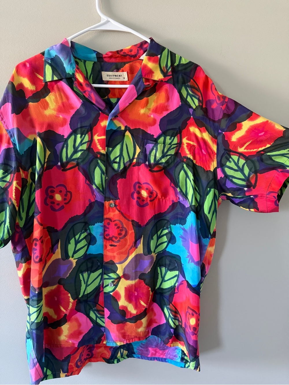 Vintage Multicolor Floral Silk Button-Up